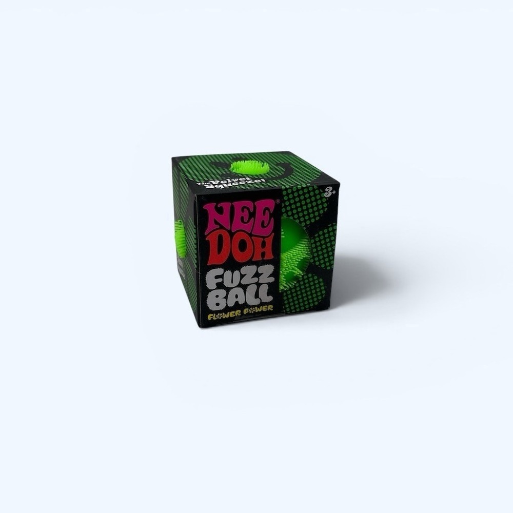 Needoh FUZZ BALL Flower Power Nee Doh Squish Stress Ball NEE-DOH Fuzzball GREEN